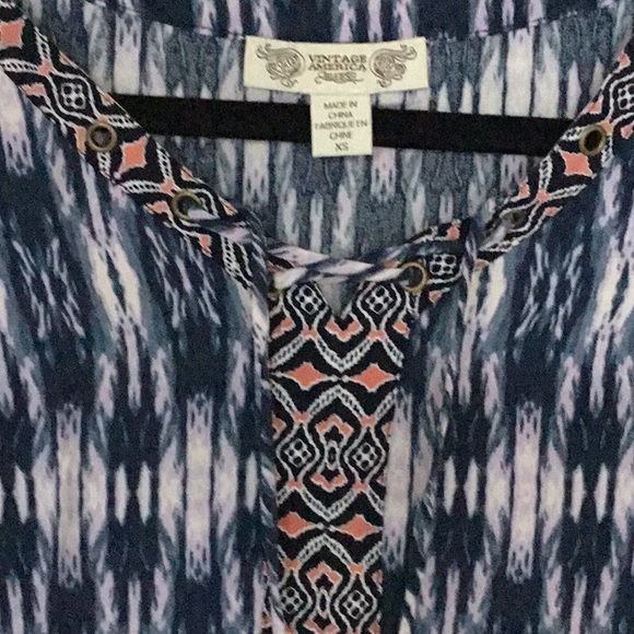 🔥 4/$20. Vintage America long sleeve tie top, XS - Picture 3 of 8